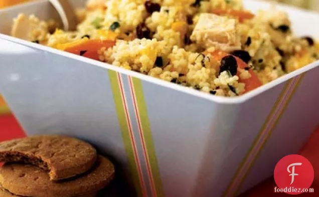 Couscous Salad with Chicken and Chopped Vegetables