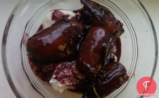 Dates Poached In Spiced Wine Spooned Over Fresh Ricotta