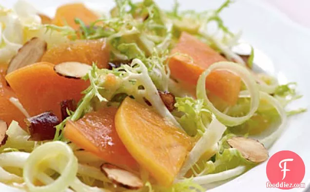 Frisée Salad with Persimmons, Dates, and Almonds
