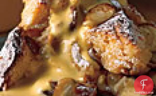 Sticky Date And Almond Bread Pudding With Amaretto Zabaglione