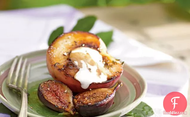 Seared Figs and White Peaches with Balsamic Reduction