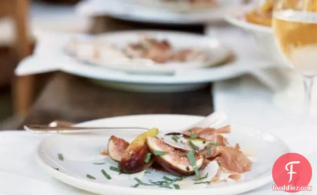 Figs and Prosciutto with Mint and Shaved Parmigiano-Reggiano