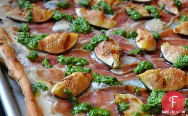 Prosciutto, Figs, and Gorgonzola Pizza with Arugula Pesto
