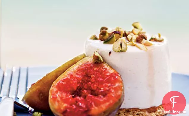 Sheep's-Milk Yogurt Cheesecakes with Grilled Figs and Pistachios