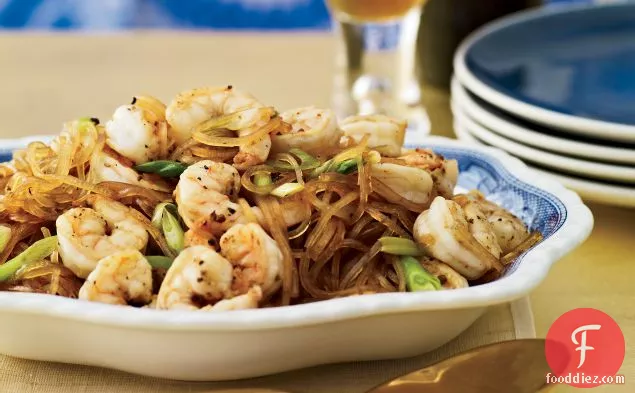 Pan-Seared Sichuan Shrimp with Mung Bean Noodles