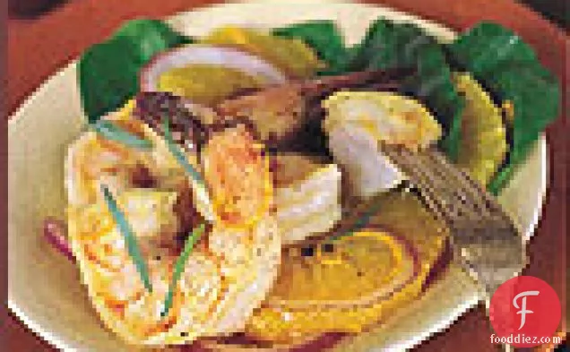 Pan-Roasted Shrimp with Orange, Arugula, and Tarragon