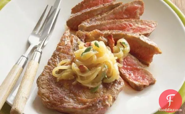 बीयर-प्याज के स्वाद के साथ रिब-आंखें