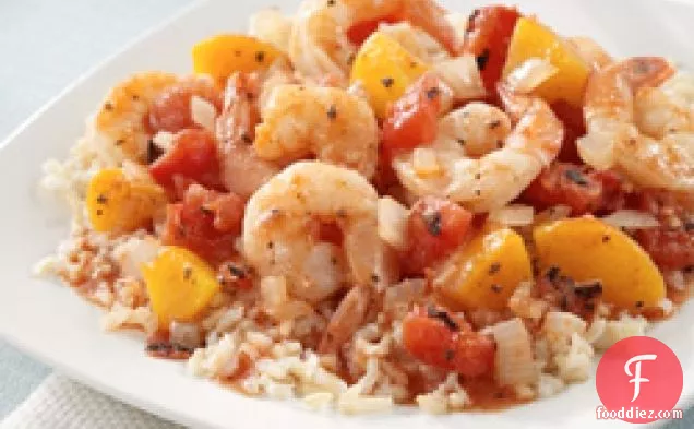 Shrimp With Peach 'salsa' For Two