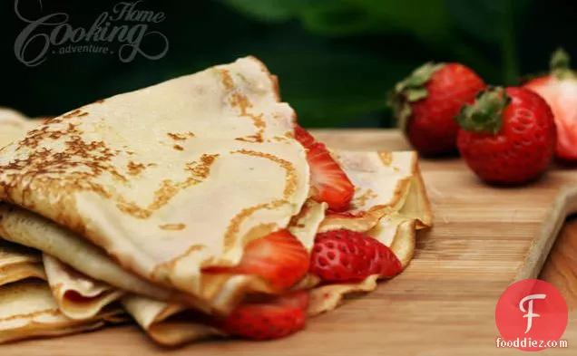 Homemade Crepes With Strawberries