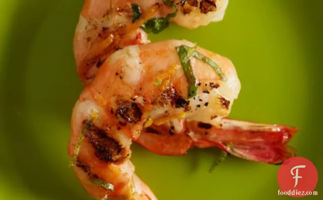 Grilled Shrimp with Lime, Orange, and Basil Oil