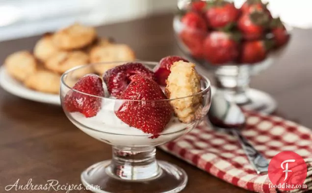 Strawberries And Cream With Macaroons