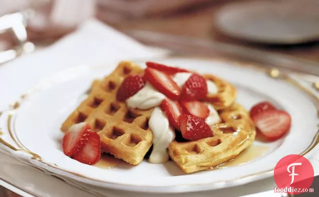Buttermilk Waffles with Fresh Strawberries
