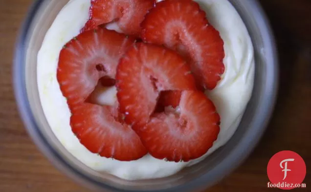 Lemon Mousse With Basil-macerated Strawberries