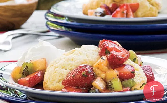 Strawberry-Fruit Toss With Cornmeal Shortcakes