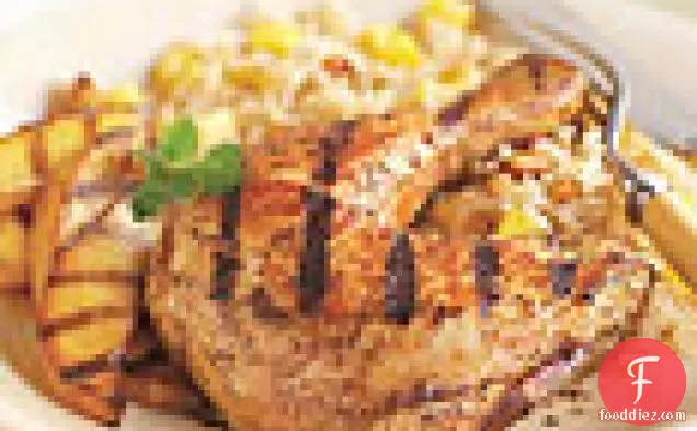 Grilled Tandoori-Style Chicken and Mangoes with Mango Jasmine Rice