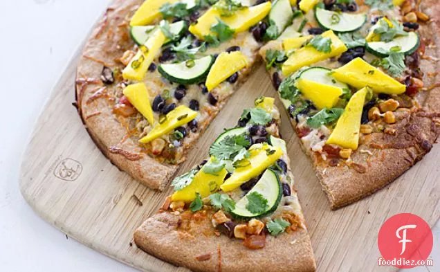 Spicy Mango Pizza with Black Beans & Zucchini