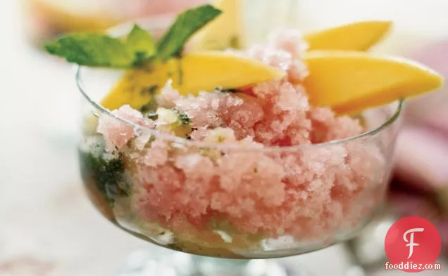 Grapefruit Granité with Mangoes and White Rum Mojito