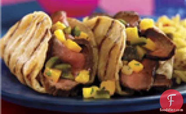 Grilled Steak Tacos With Poblano-mango Salsa