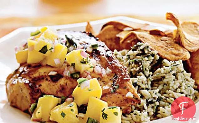 Grilled Chicken with Mango-Pineapple Salsa