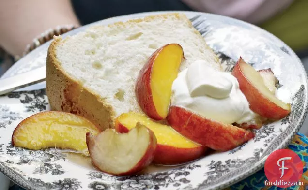 Great-Grandmother Pearl's Angel Food Cake with Peaches