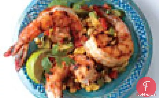 Chile-Rubbed Shrimp with Avocado Corn Cocktail