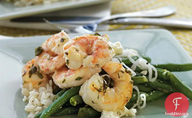 Shrimp with Capers, Garlic, and Rice