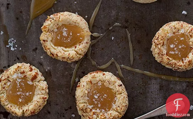 Salted Caramel Almond Thumbprint Cookies Recipe