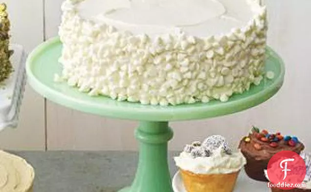 Yellow Cake With Vanilla Frosting And White Chocolate Chips