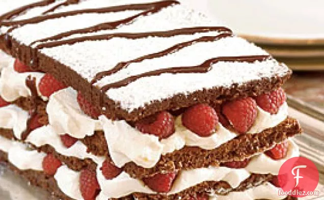 Chocolate Soufflé Layer Cake With Mascarpone Cream And Raspberries