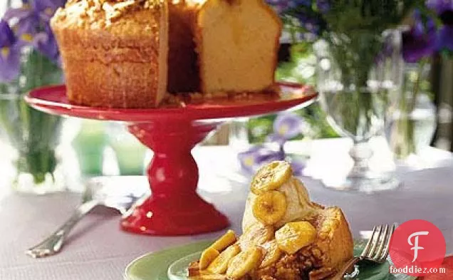 Buttered Rum Pound Cake with Bananas Foster Sauce