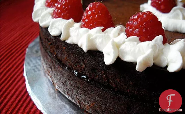 Chocolate Raspberry Brownie Cake