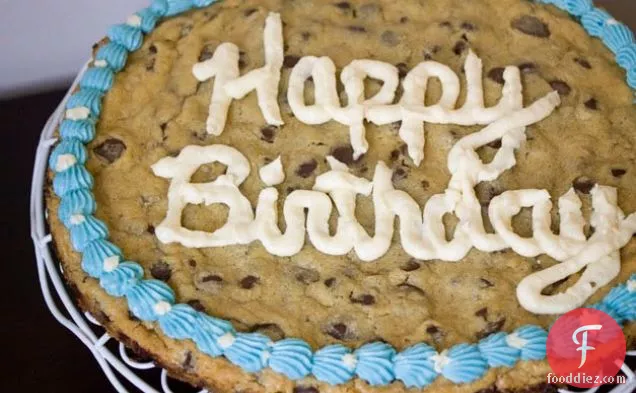 Chocolate Chip Cookie Cake With White Chocolate Frosting