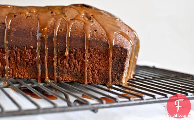 Salty Caramel Drenched Double Chocolate Loaf Cake