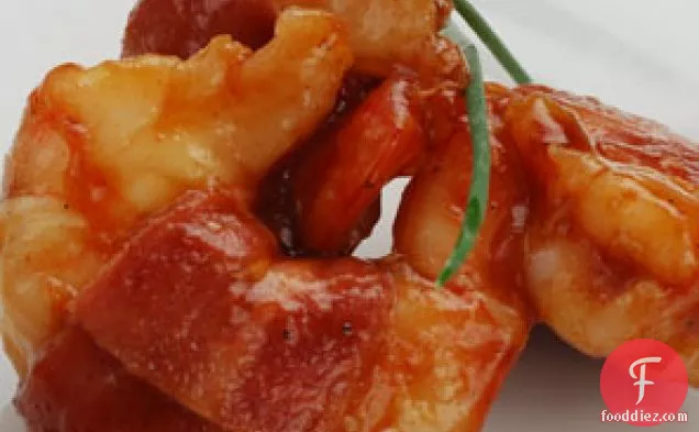 Turkey-bacon-wrapped Bbq Shrimp