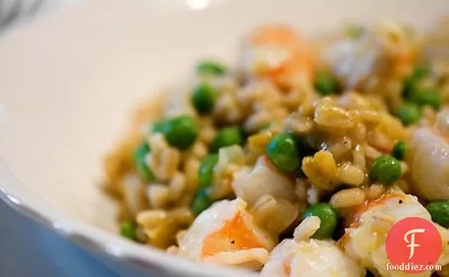 Shrimp Barley Risotto With Peas