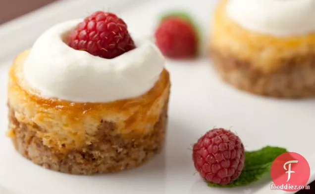 Honey Almond Mini Cheesecakes With Raspberries