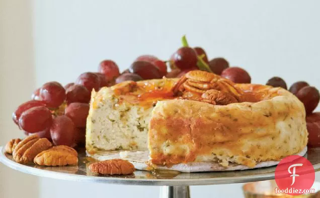 Roquefort Cheesecake with Pear Preserves and Pecans