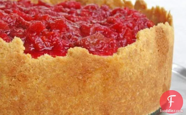 Ricotta Mascarpone Cheesecake With Orange Scented Rhubarb Compã´te