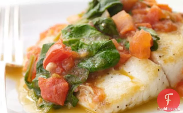 Sautéed Snapper with Plum Tomatoes and Spinach
