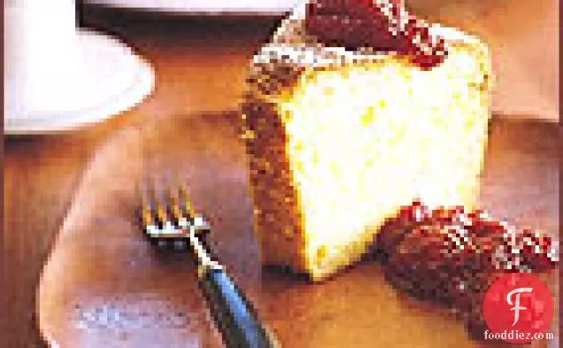 Orange Chiffon Cake with Rhubarb Jam