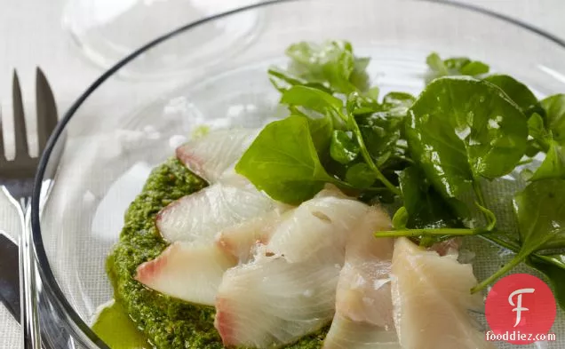 Red Snapper Crudo with Watercress Pesto