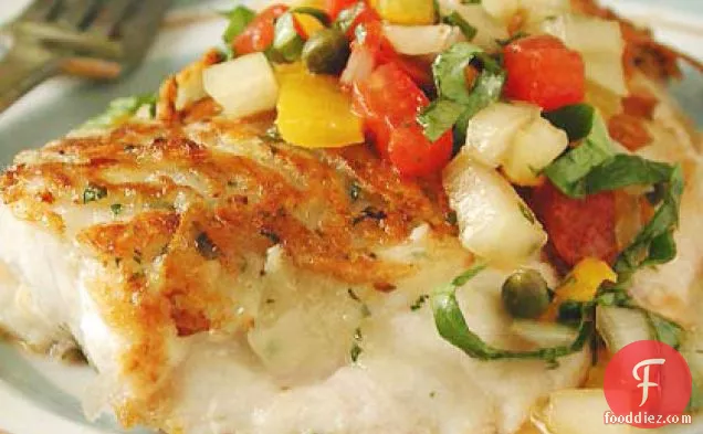 Potato-and-Herb Crusted Snapper with Yellow Pepper Salsa