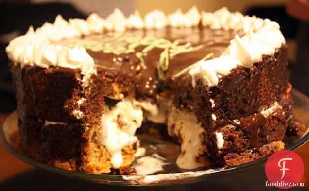ब्राउनी चॉकलेट चिप आइसक्रीम केक