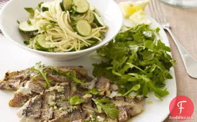 Zucchini Pasta And Grilled Fish