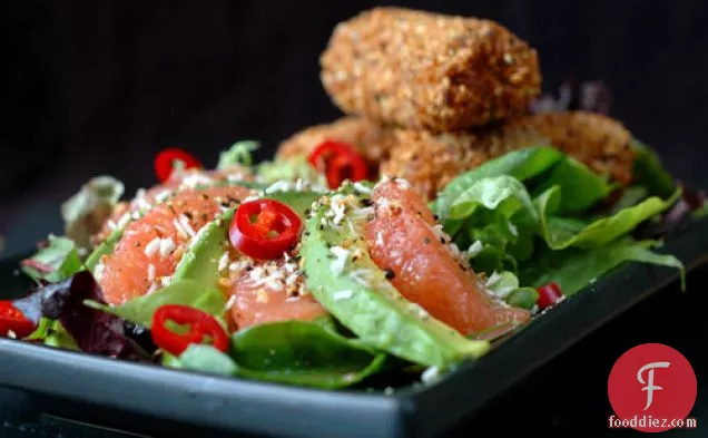 Coconut Almond Snapper Fingers With Grapefruit And Avocado Salad