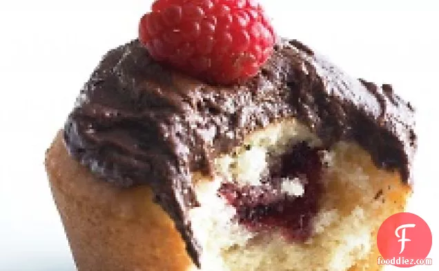 Jam Cupcakes With Chocolate Frosting