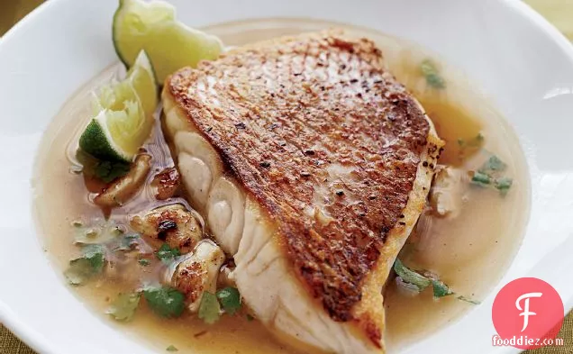 Snapper and Spiced Crab with Lime-Coriander Broth