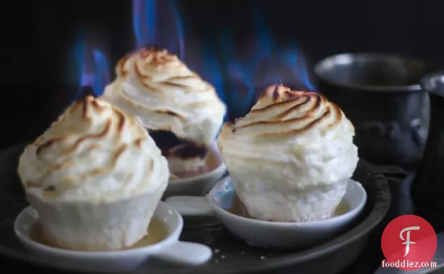 Flaming Baked Alaska Cupcakes