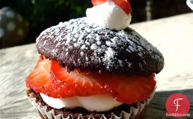 Chocolate Strawberry Shortcake Cupcakes