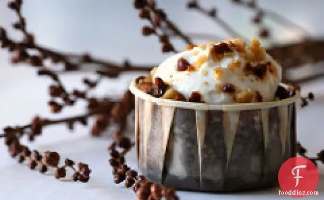 Chocolate Bread Pudding Cupcakes With Toasted Walnuts, Homemade